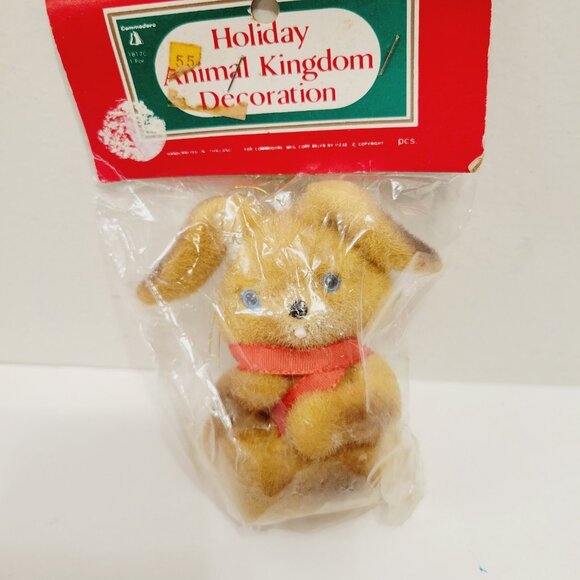 Vtg Holiday Animal Kingdom Decoration Commodore Mini Bunny Rabbit Blue Bead Eyes - Picture 1 of 3